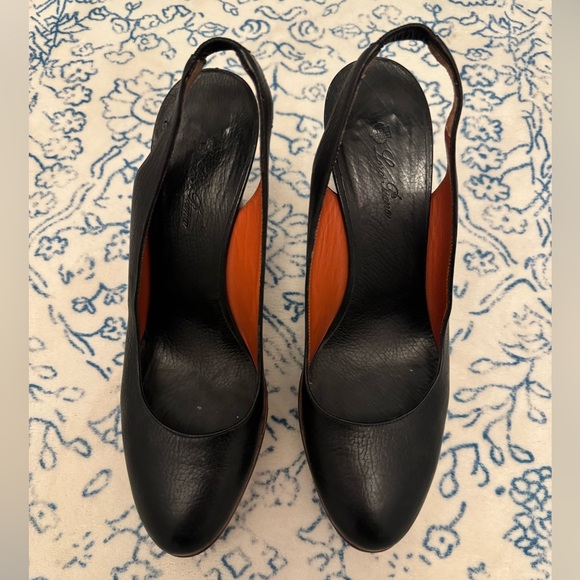 Loro Piana Shoes - Loro Piana black embossed leather platform slingbacks size 40